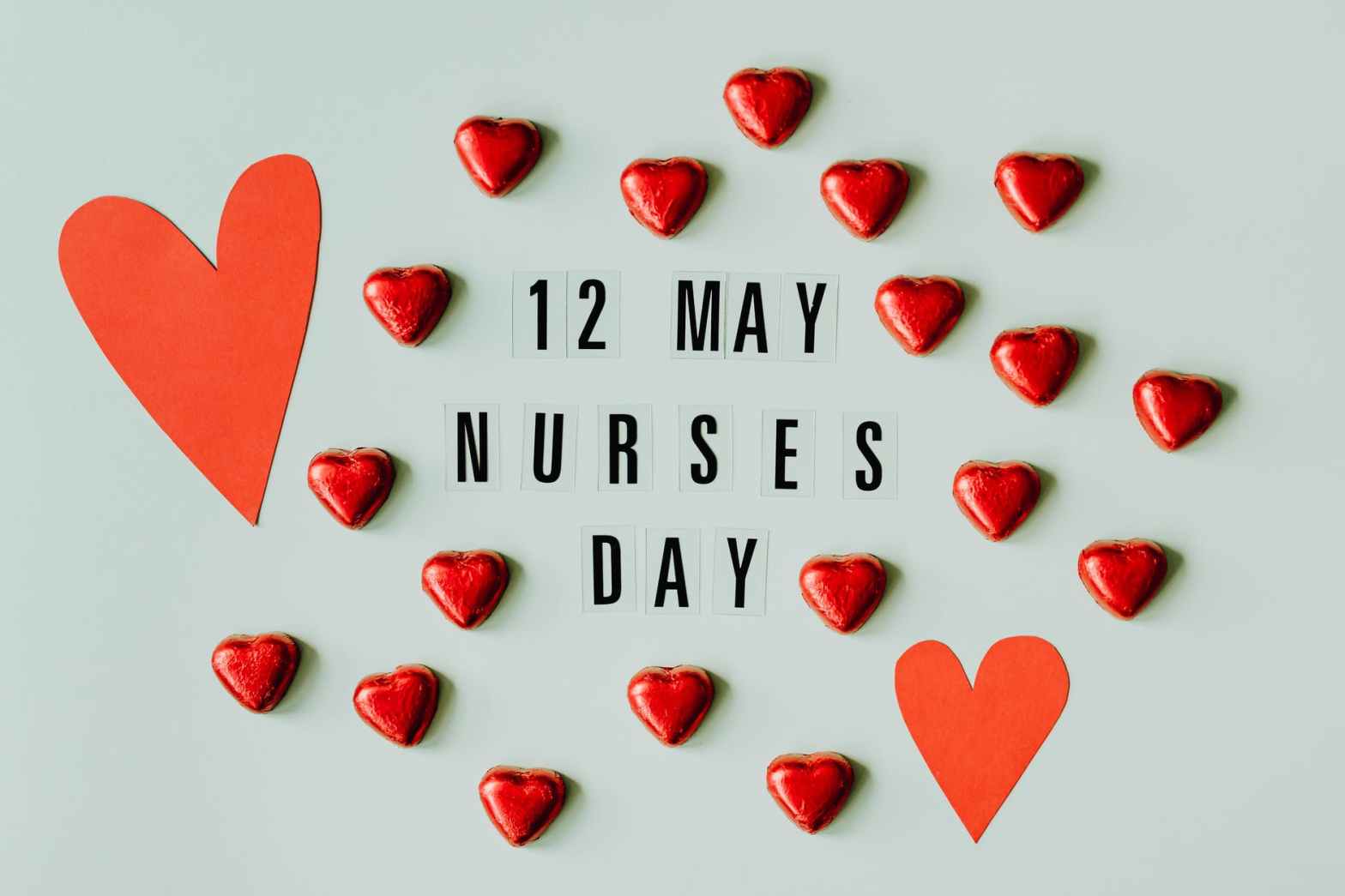 nurses day sign with hearts